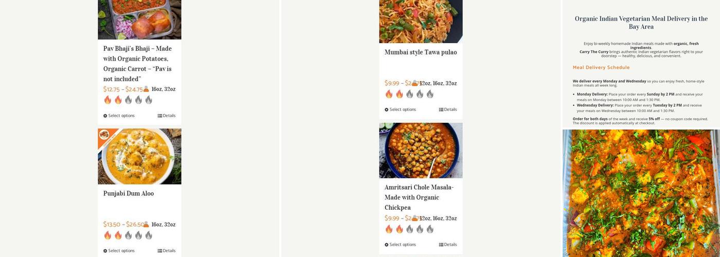 Carry the curry Menu