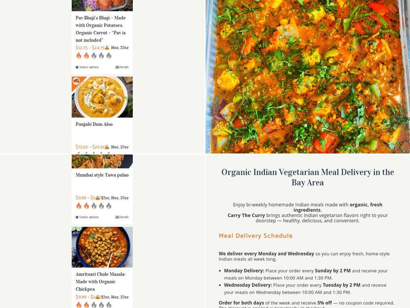 Carry the curry Menu