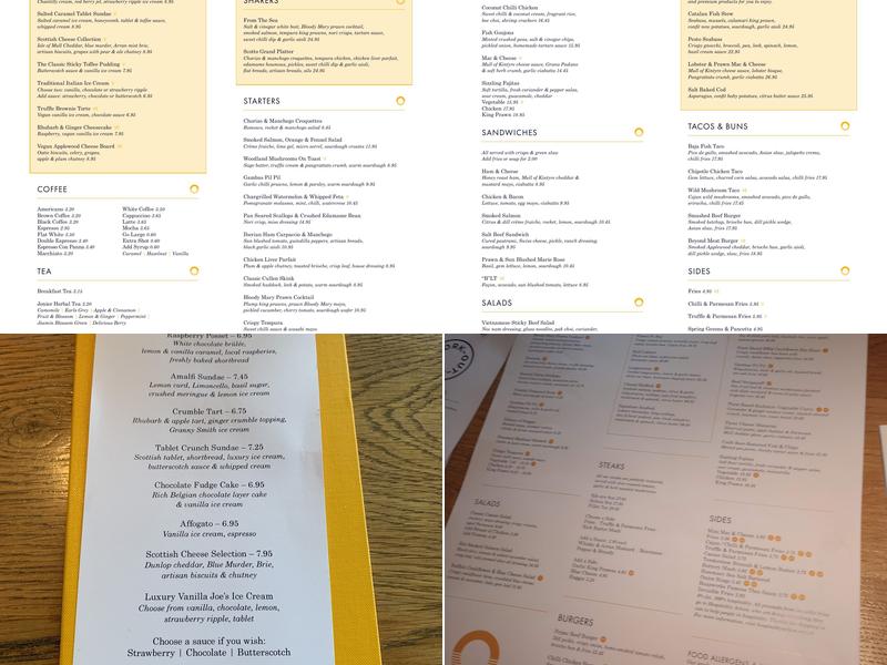 Scotts Bar & Restaurant Menu