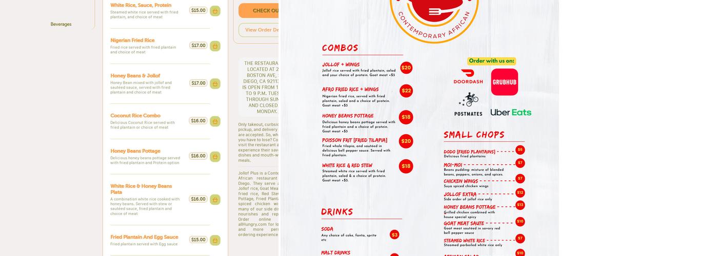 JOLLOF PLUS Menu