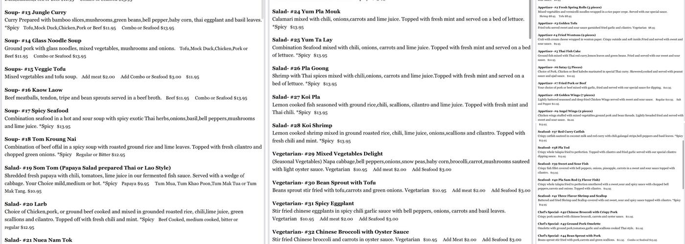 Sang Dao Kitchen Menu