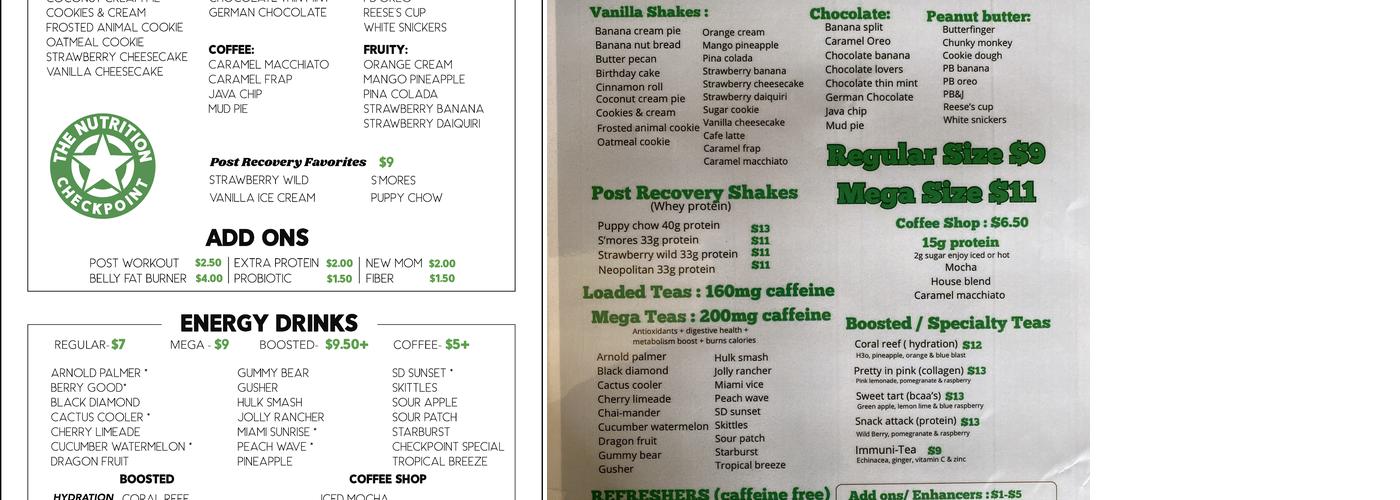 Nutrition Checkpoint Menu