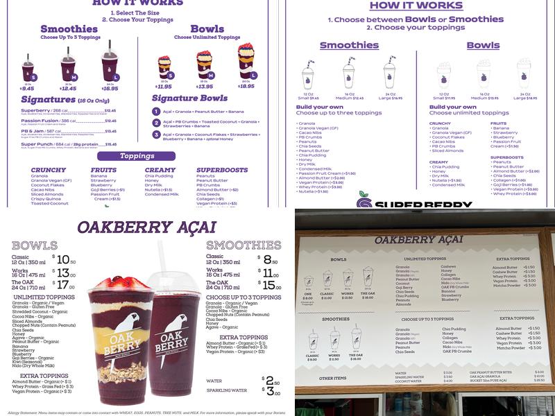 Superberry Acai Menu