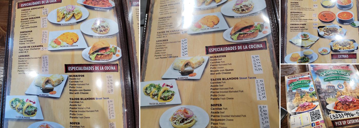 La Chiva Loca 3 Menu
