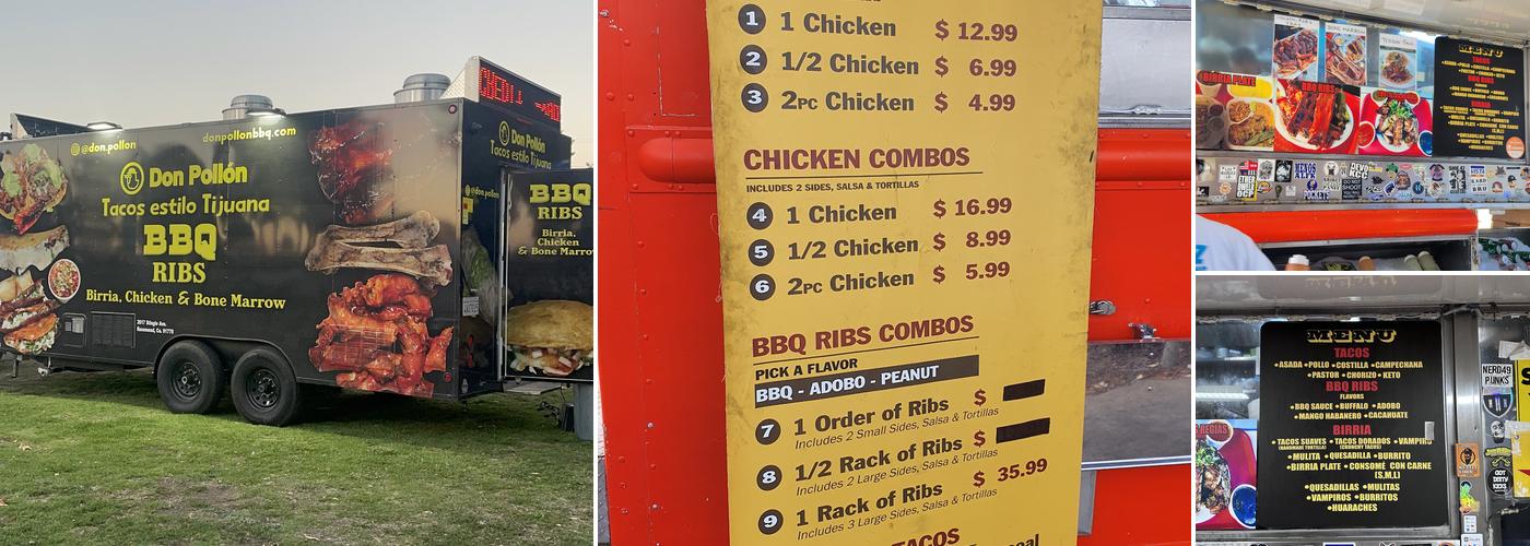 Don Pollon BBQ rib and chicken taco truck Menu