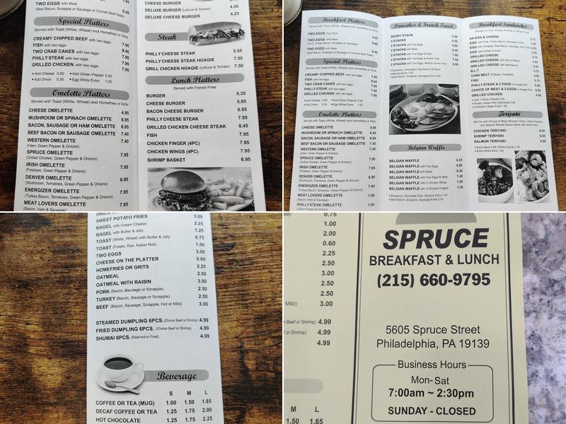 Spruce Breakfast & Lunch Menu