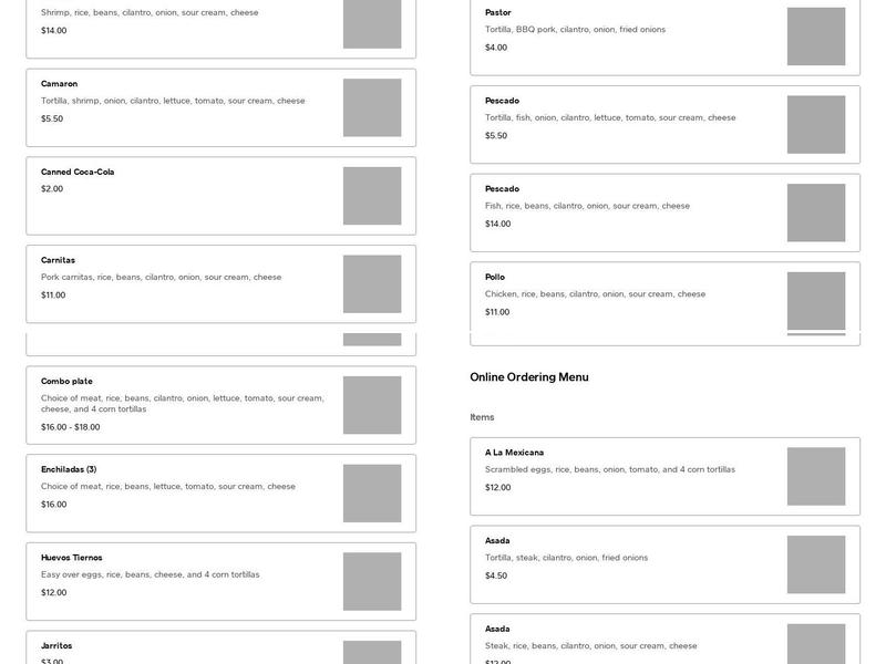 Rico's Burritos Menu