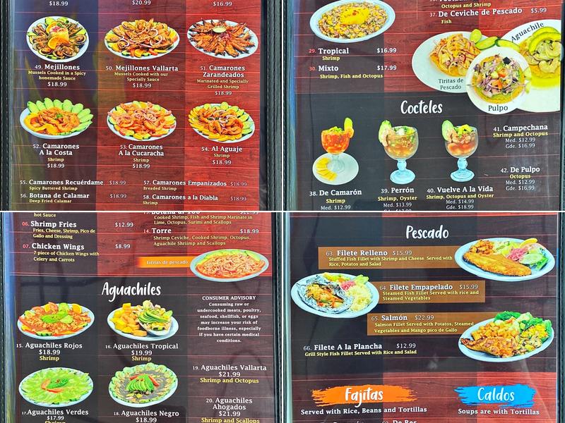 Mariscos El Vallarta Menu