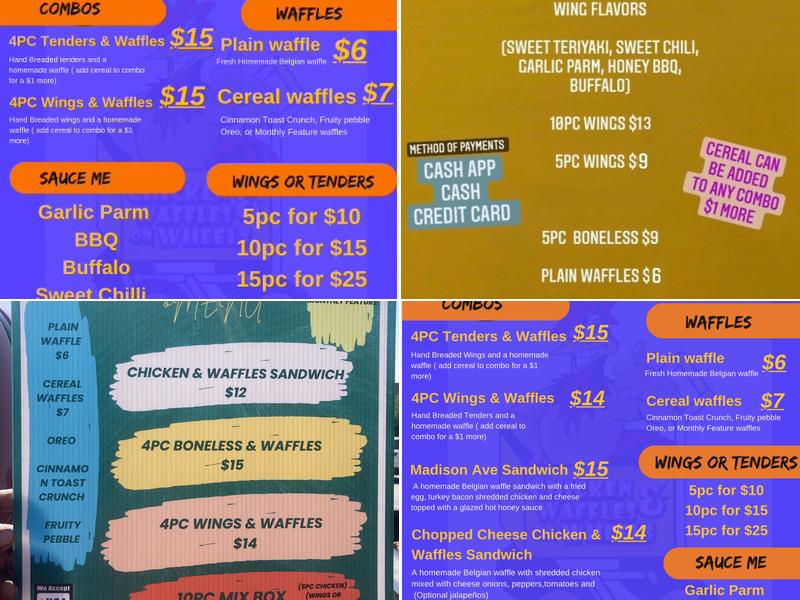 Chicken and waffles on wheels Menu