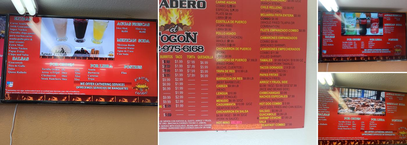 Asadero El Fogon Menu