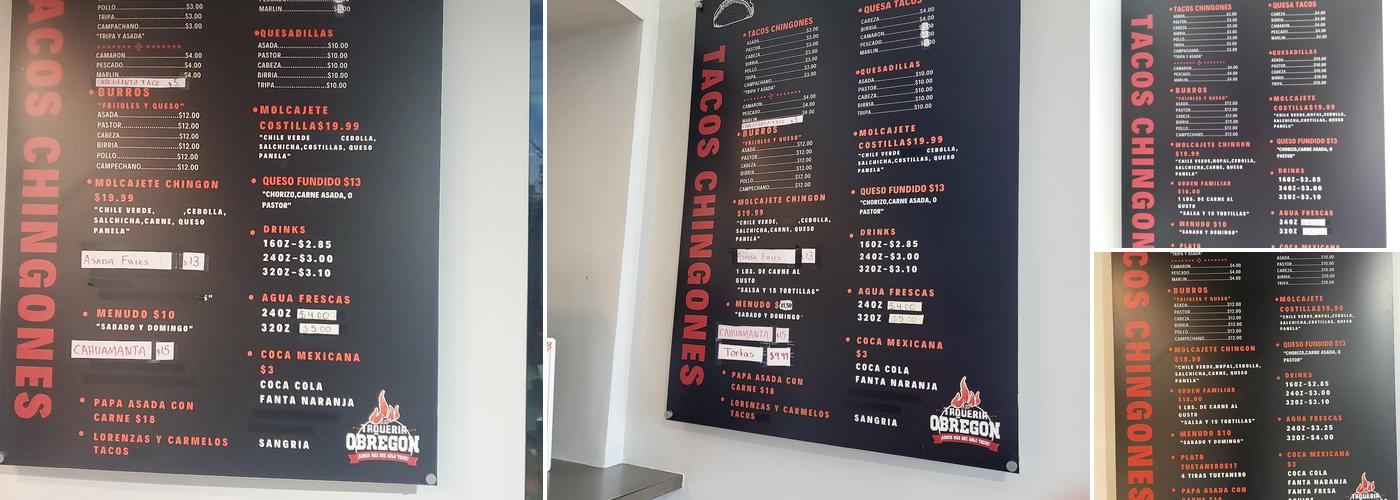Taqueria Obregon 34th Menu