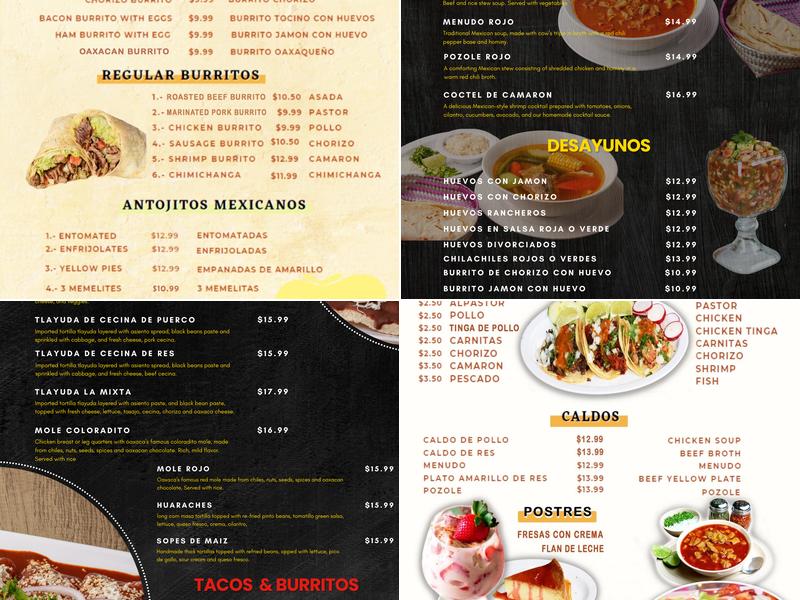 La Oaxaqueña Mexican Food llc Menu