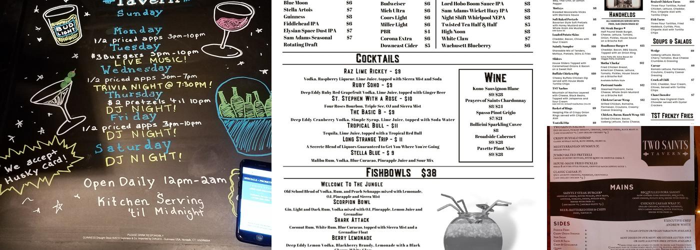 Two Saints Tavern Menu