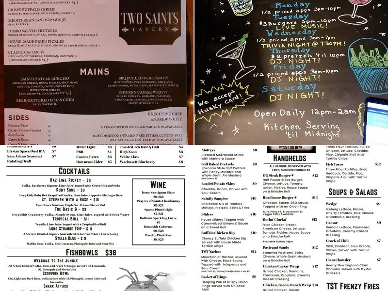Two Saints Tavern Menu