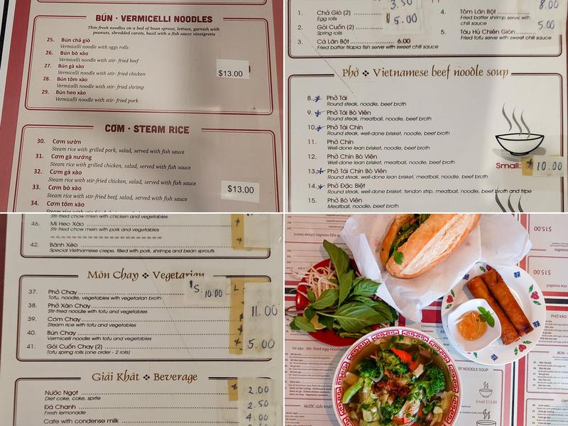 Phở Ba Menu