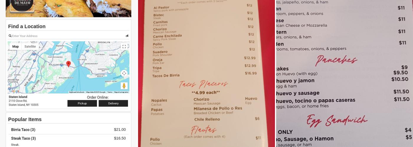 Cinco de Mayo Restaurant & Bar Menu