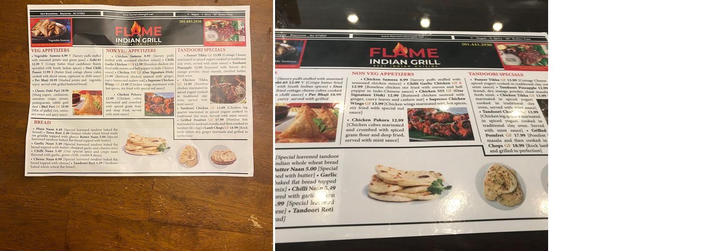 flame indian grill Menu