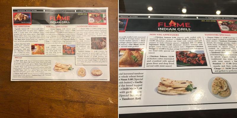 flame indian grill Menu