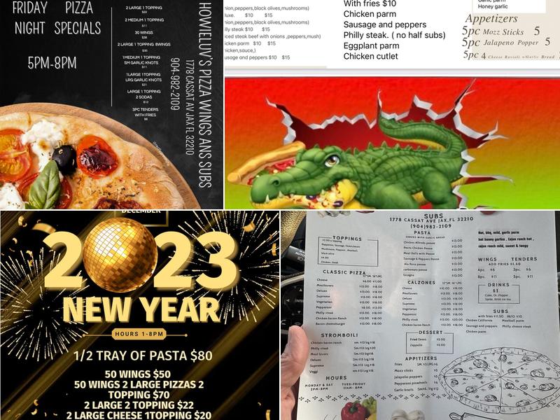 Howieluv's pizza wings and subs Menu