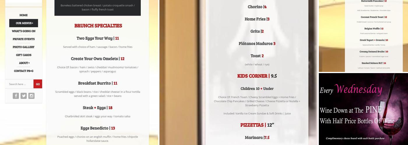 Pine Bar and Grill Menu