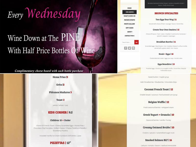 Pine Bar and Grill Menu