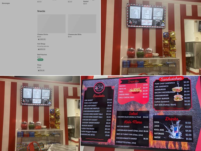 2 and 1 Restaurant Menu