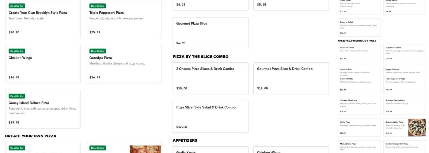 A Brooklyn Pizzeria Menu