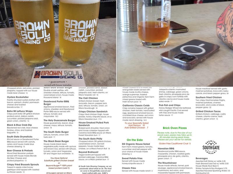 Brown Soul Brewing Co. Menu