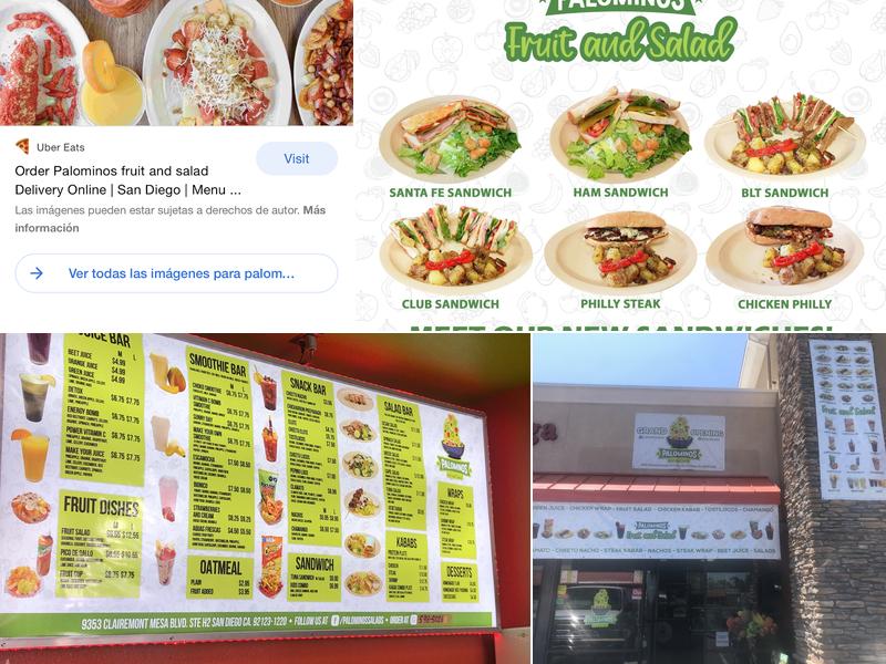 Palominos Fruit & Salad Menu