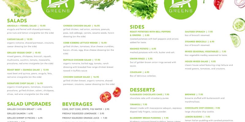 LA Greens Menu