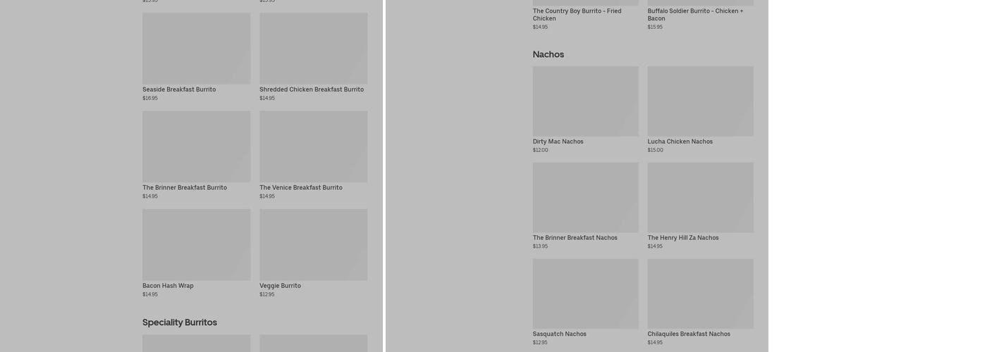Seaside Breakfast Burritos Menu