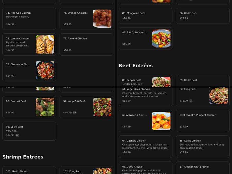 Dragon Restaurant Menu