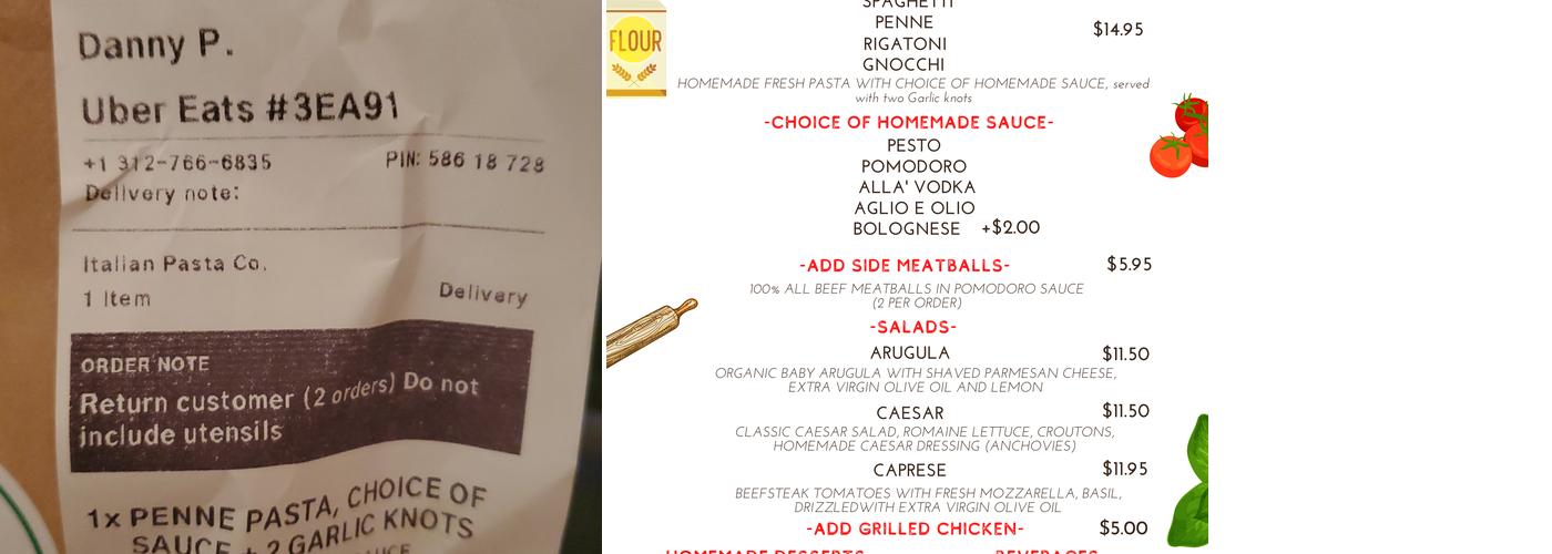 ITALIAN PASTA CO. (HOLLYWOOD) Menu