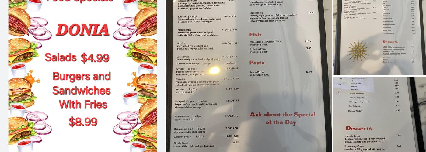 Donia Mediterranean Cuisine Menu