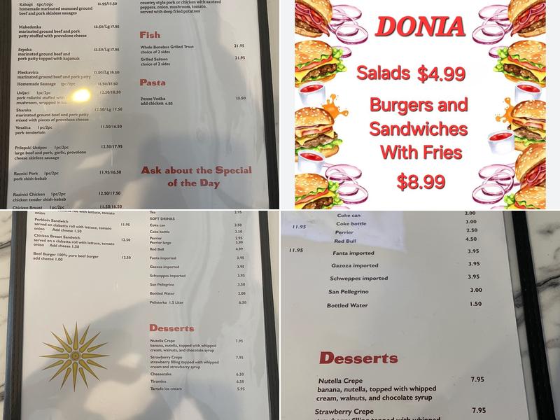 Donia Mediterranean Cuisine Menu