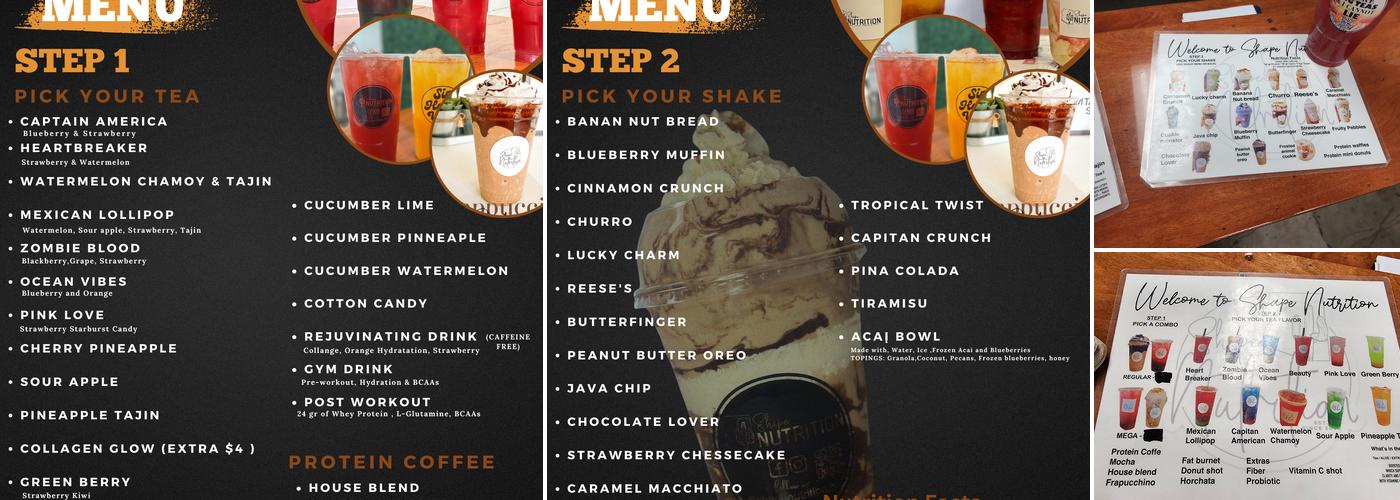 Shape Nutrition Menu