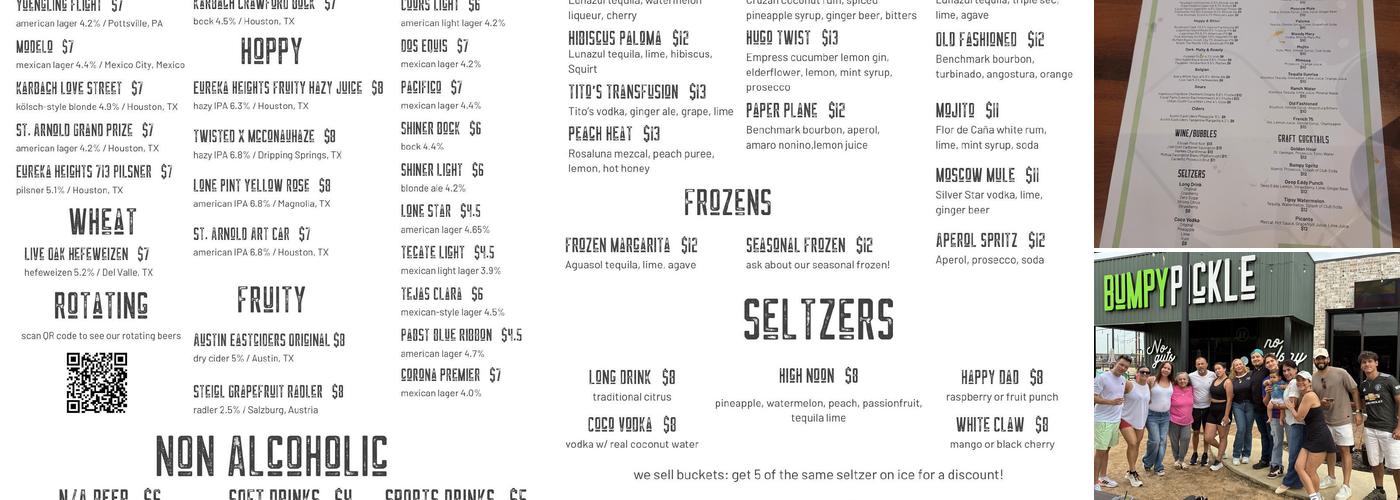 Bumpy Pickle Menu