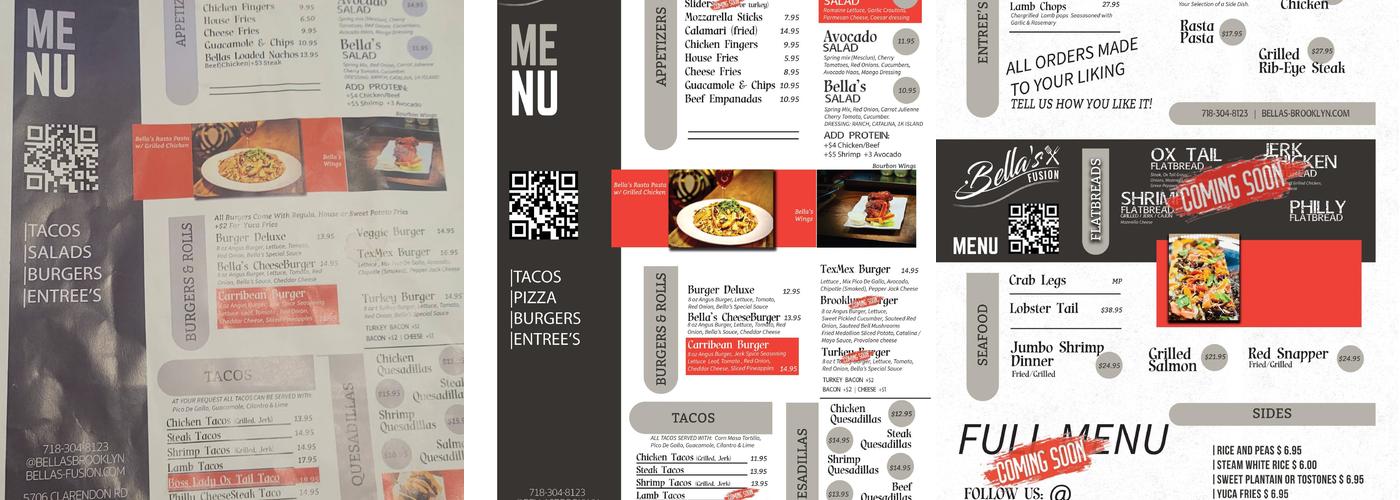 Bella’s Fusion Menu