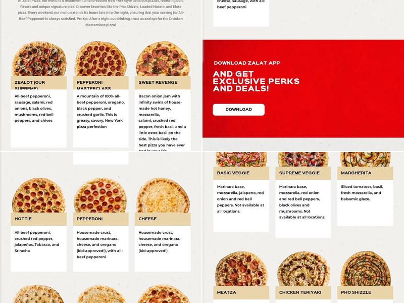 Zalat Pizza Snider Plaza Menu