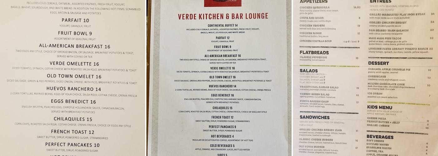 Verde Kitchen & Bar Menu