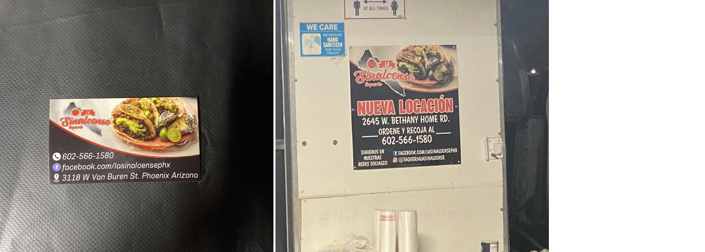 El Sinaloa Menu