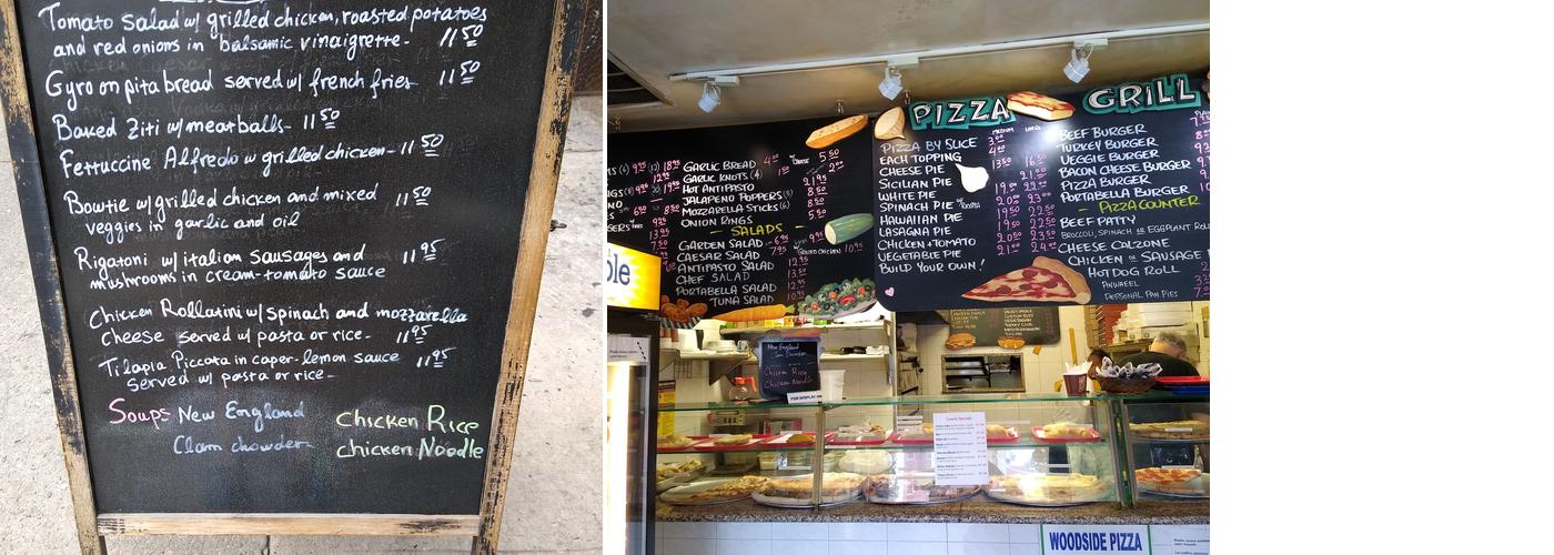 Woodside Pizzeria Menu