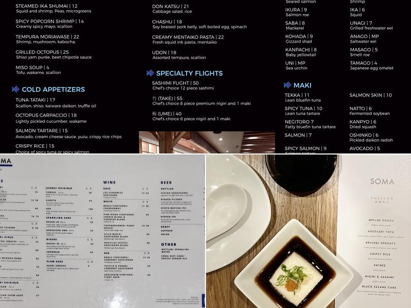 SOMA SUSHI OMAKASE Menu