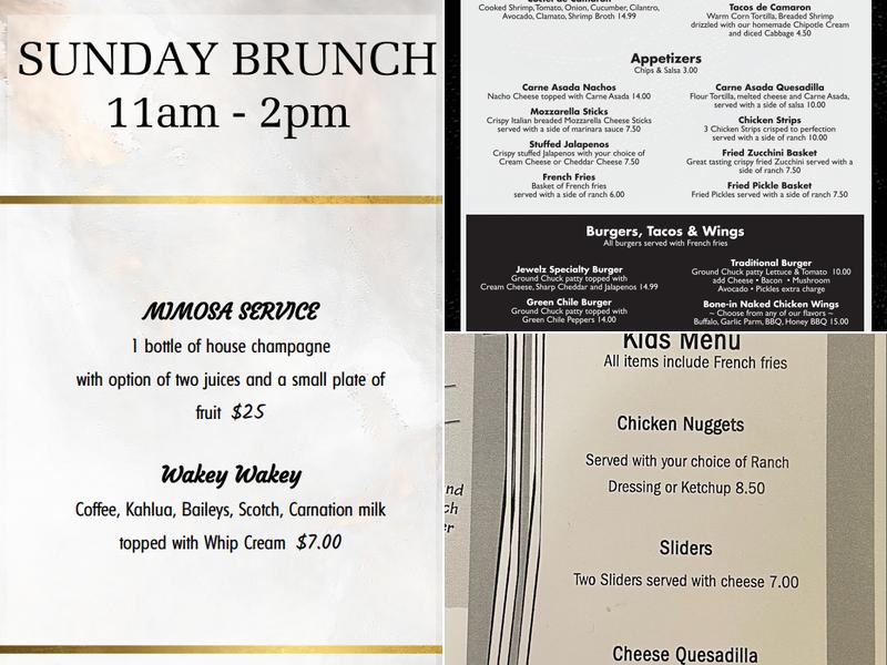 JEWELZ BAR & GRILL Menu