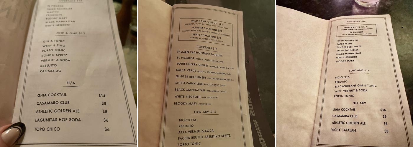 El Pingüino Menu