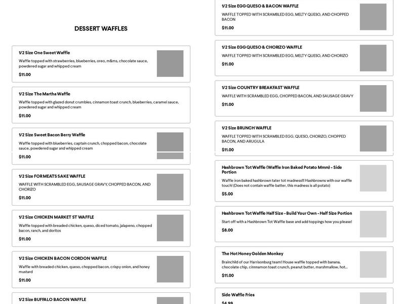 Capitol Waffle Shop Menu