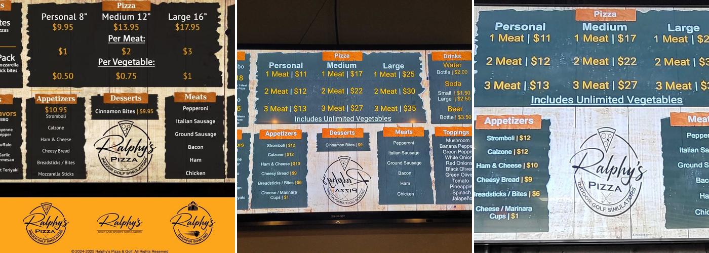 Ralphy's Pizza & Golf Menu