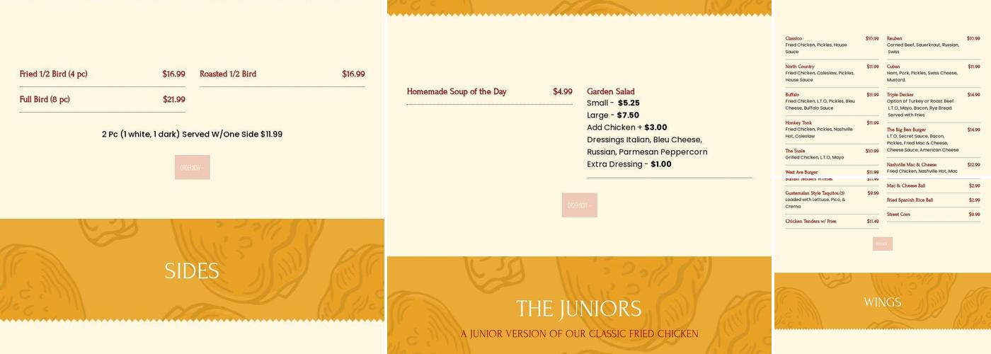 West Ave Chicken Menu