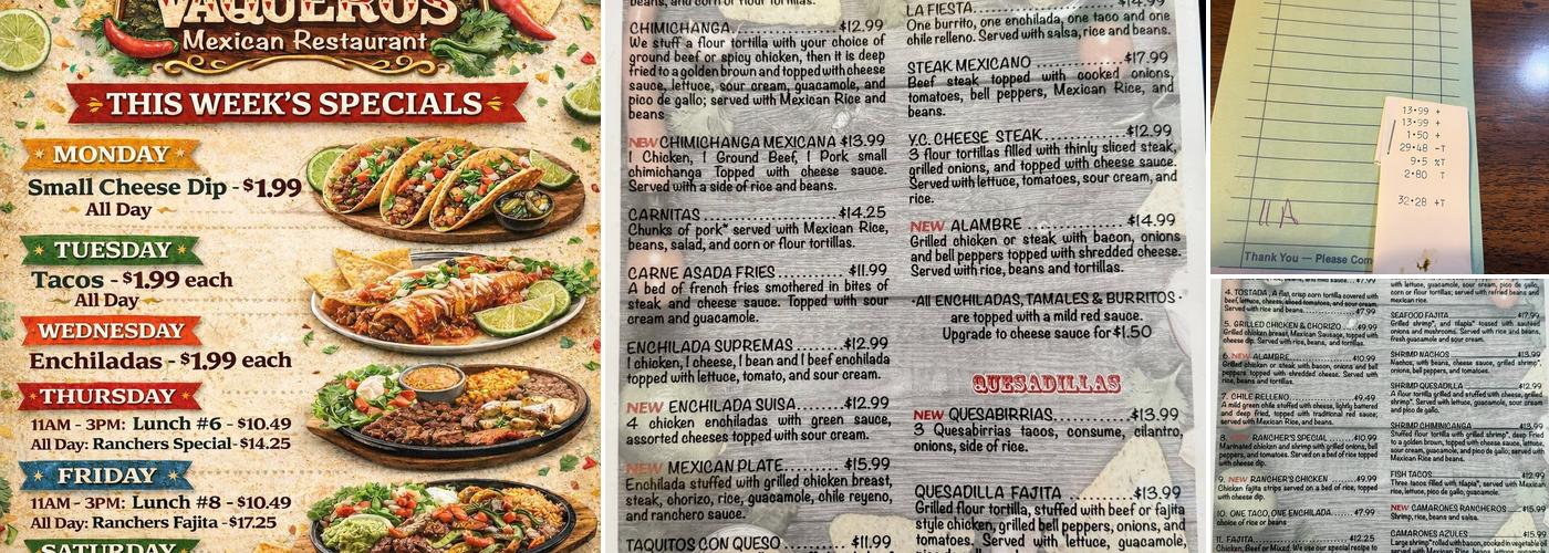 Vaqueros Menu