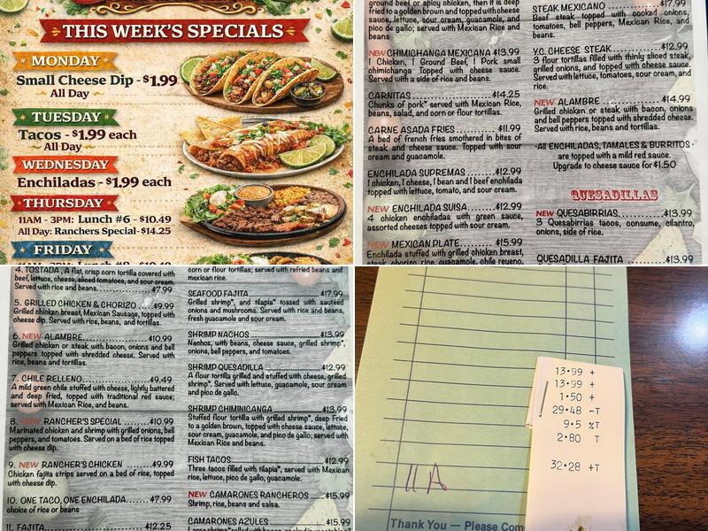 Vaqueros Menu